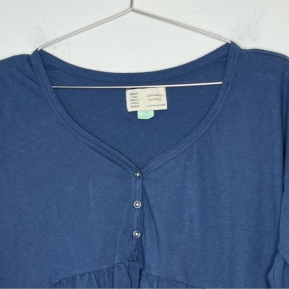 ANTHROPOLOGIE Saturday Sunday Long Sleeve Peplum Shirt 100% Cotton - Picture 3 of 7